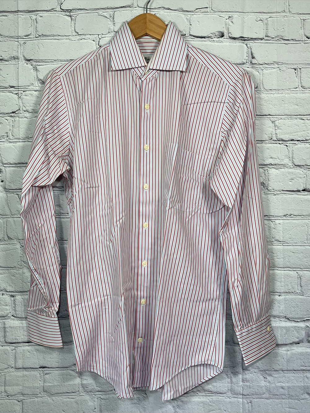 Peter Millar Crown Finish Striped Button Down Shirt Mens Small Red Blue